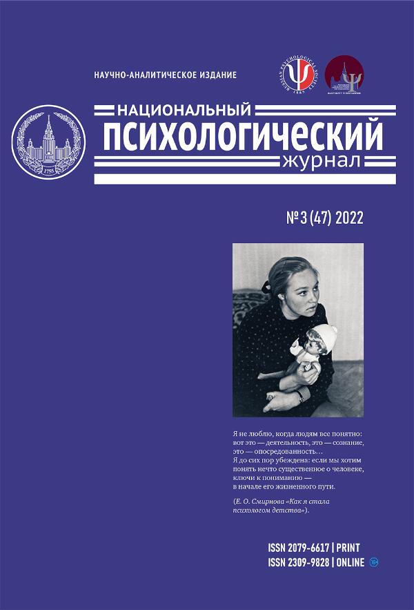 Тематический выпуск Национального психологического журнала (3, 2022), посвящённый 75-летию со дня рождения Е.О. Смирновой